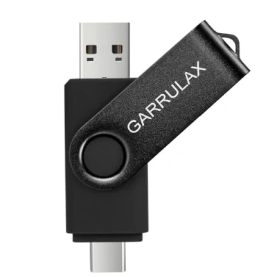 Image de GARRULAX Clé USB 2 en 1 OTG de type C 2.0 rotative pour smartphones Android, MacBook, tablettes, PC (noir, 16 Go)