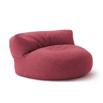 Image de Lumaland Interior Line Canapé Pouf Rond pour l’intérieur avec Rembourrage de 320 l 90 x 50 cm Aspect et Sensation du Lin Rouge