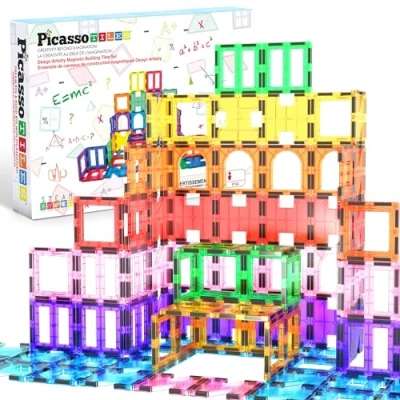 Image de PicassoTiles 42 pièces Ensemble de Blocs Construction magnétiques Planches Jeu tuiles Jouet Kit éducatif aimants ingénierie STEM Learning Playset, 3 et Plus