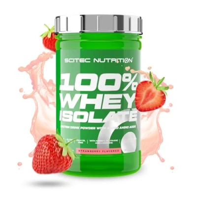 Image de Scitec Nutrition 100% Whey Isolate Pure Protein Power avec BCAAs Glutamine &amp; Arginine Formule sans sucre ni gluten, 700 g, Fraise