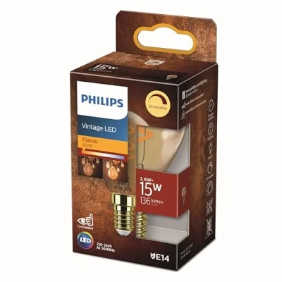 Image de Philips ampoule LED Sphérique E14 15W Blanc Chaud Ambrée Compatible Variateur, Verre