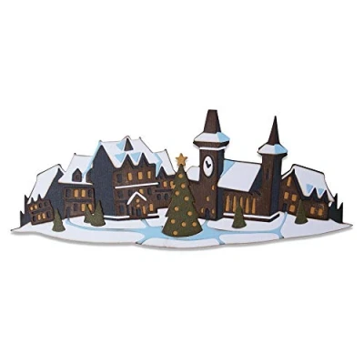 Image de Sizzix Matrice de découpe Thinlits Set 6 pcs 664737 Enneigé, Colorize Tim Holtz, Village Vacances, Taille unique