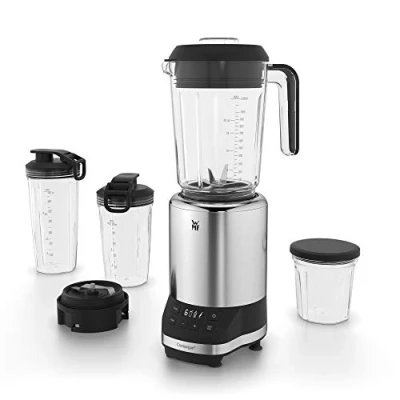 Image de WMF Blender, Mixeur, 6 vitesses, 3 programmes auto, Bol 1,2 L, Accessoires en Tritan sans BPA, Inox 18/10 Cromargan, Lames amovibles, 2 bouteilles incluses, 1200 W, Kult Pro 0416530011