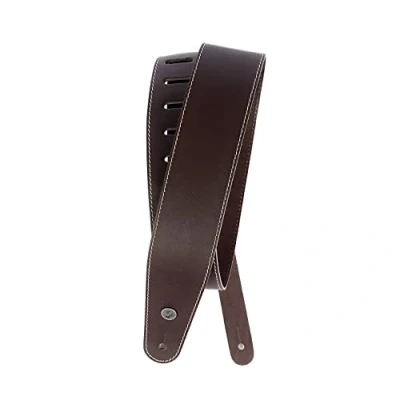Image de Planet Waves Sangle de guitare en cuir classique avec couture contrastante Waves, coloris marron