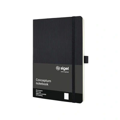 Image de SIGEL CO309 Carnet de notes premium pointillé, A5, couverture souple, noir Conceptum