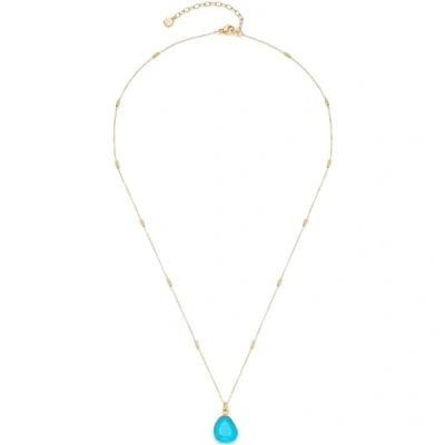 Image de Leonardo Jewels Ciao Evi 023798 Collier mi long en acier inoxydable doré avec pendentif forme d&#039;ancre miroir mini billes, pierre de verre bleu azur, 50 55 cm long, bijou pour