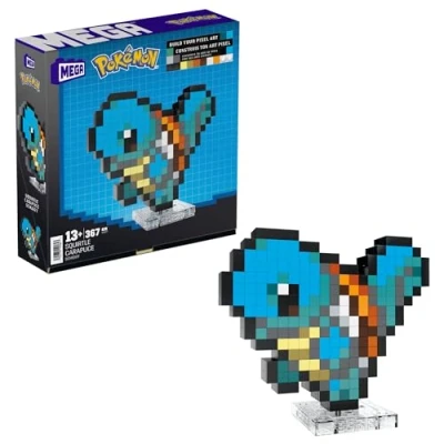 Image de MEGA Pokémon Coffret Construction Carapuce, Figurine Articulée, Style Rétro Pixélisé, 15 Cm, Décoration Murale Ou Table, 367 Pièces, À Collectionner, Jouet Enfant, A Partir De 7 Ans, HTH77