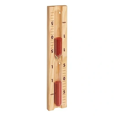 Image de TFA Dostmann 40.1058.11 Sablier analogique pour Sauna 15 Minutes en pin et Verre résistant à la Chaleur, idéal comme Accessoire de Sauna, Sable Rouge, Marron