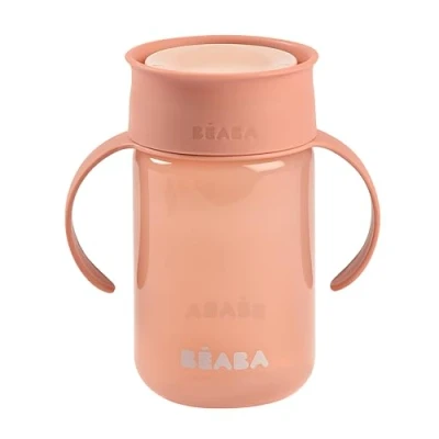 Image de BÉABA, Tasse d&#039;Apprentissage 360 avec Disque Anti Goutte, Système Breveté Fuite, à partir de 12 Mois, Anses Amovibles, Couvercle hygiénique, Solide et Légère, 340 ml, Rose