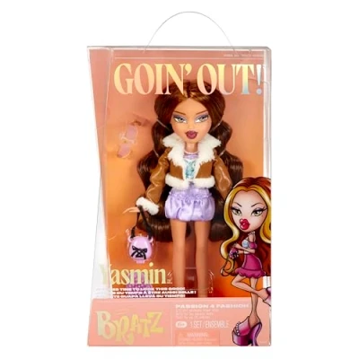 Image de Bratz Goin&#039; Out Poupée Yasmin 1 Mannequin à Collectionner avec une Tenue, un Sac Main, Paire de Lunettes Soleil et Brosse Jouet pour Enfants 6 Ans Plus