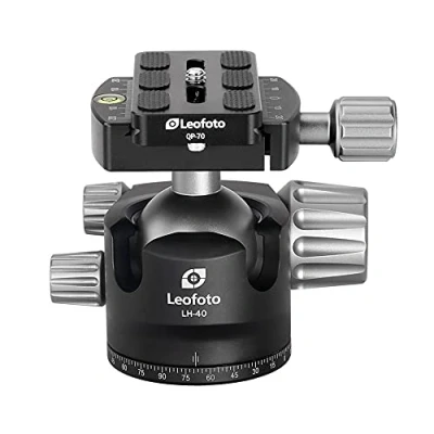 Image de Leofoto LH 40 Tête de trépied avec Plaque Libération Rapide QP 70 Grande capacité Charge Léger Solide et Facile à Utiliser 40+QP