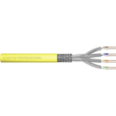 Image de DIGITUS 100 m Cat 7A Câble réseau S FTP (PiMF) Simplex BauPVO Dca LSZH Sans halogène 1500 MHz Cuivre AWG 22/1 Compatible PoE++ LAN Ethernet Jaune