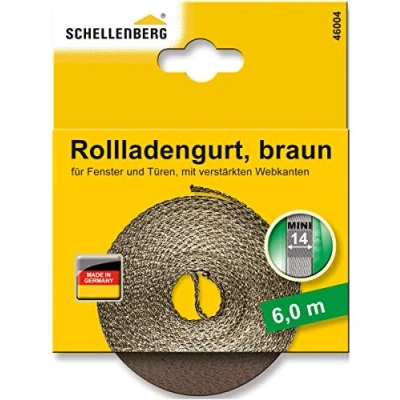 Image de Schellenberg 46004 Sangle de volet roulant Marron 14 mm 6 m