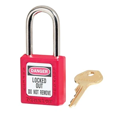 Image de Master Lock 410RED Cadenas de Consignation en Thermoplastique pour Installations Mécaniques, Rouge, Anse 3,8 x 2 cm
