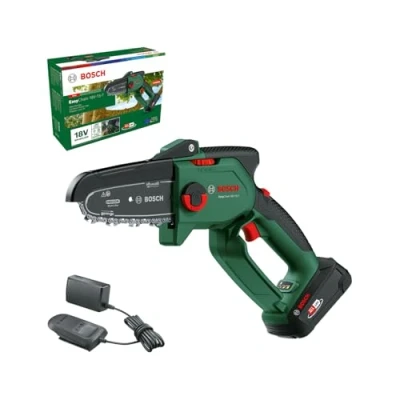 Image de Bosch Home and Garden Élagueur sans fil compact EasyChain 18V 15 7 (pour couper le bois ; système 18 V vitesse de la chaîne : 6,95 m/s avec batterie 2,5 Ah et chargeur)