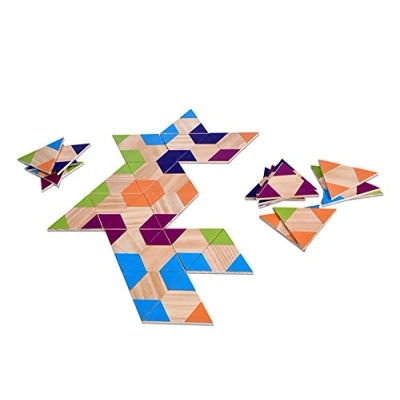 Image de BS Toys Jeu De Dominos Triangles Colorés GA319 Pensée Spatiale, Agilité Et Amusement pour Toute La Famille Adapté À Partir 4 Ans 2 6 Joueurs, Multicolore, Taille Unique