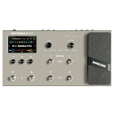 Image de SONICAKE Multi Effets avec Pédale d&#039;Expression Modélisation d&#039;Ampli de Guitare Basse Simulation Cabinets IR Boucle FX MIDI Stéréo OTG USB Interface Audio Matribox II Pro