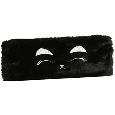 Image de Exacompta 99048821E Trousse / Fourre tout plat Matière synthétique et douce au toucher Détails en broderie 22 cm x 21 Motif fourrure Coloris noir