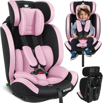 Image de KIDIZ® Siège auto enfant pour bébé et 9 kg 36 / 1 12 ans Groupe 1/2 3 universel homologué selon ECE R129/03, Rosa