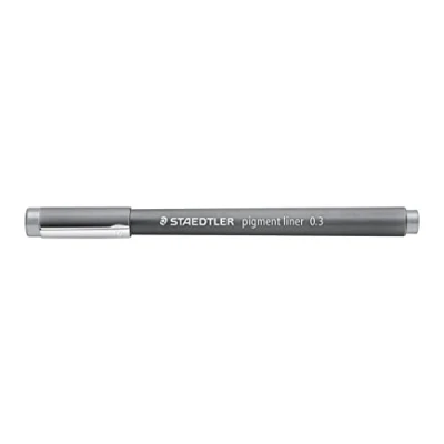 Image de Staedtler encre pigment Liner, gris, largeur de ligne 0,3 mm, pigmentée indélébile, pointe en métal, longue durée vie, 10 stylos fins dans un étui carton, 308 03 82