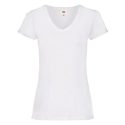 Image de Fruit of the Loom SS047 Valueweight T shirt col en V pour femme Blanc Taille Unique