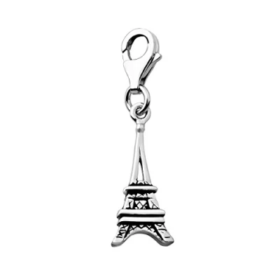 Image de Quiges Charm Pendentif Breloque avec Fermoir Femme Plaqué Argent Paris Tour Eiffel