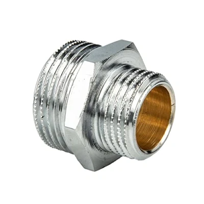 Image de Raccord de réduction mamelon double filetage extérieur en laiton chromé 3/8 &quot;x 1/2&quot;
