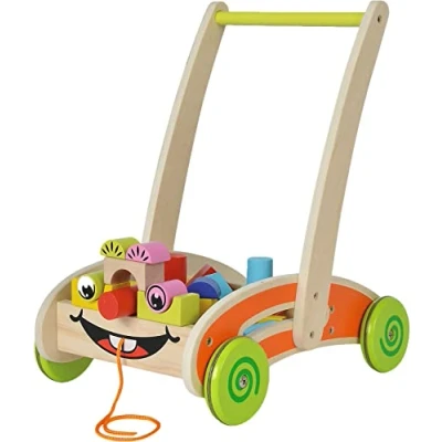 Image de Eichhorn 100001833 , jouet et déambulateur, partiellement assemblés, avec 35 blocs de construction en bois colorés, 39 x 25 44 cm, multicolores