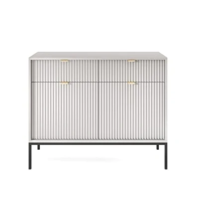 Image de Commode à deux portes VELLORE 104 cm gris avec pieds noires