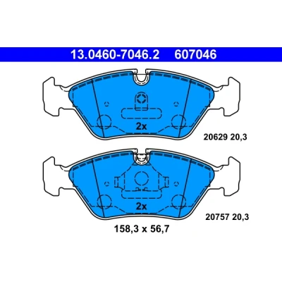 Image de ATE 13.0460 7046.2 Jeu de plaquettes frein préparé pour indicateur d&#039;usure, contact signal d&#039;usure exclu BMW: 6 Coupe, 3 Berline, Cabriolet