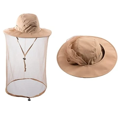 Image de HunterBee Chapeau avec Filet en Maille moustiquaire intégré pour Apiculture, Safari, randonnées, Jardinage