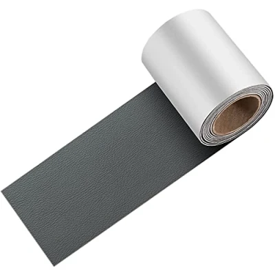 Image de GELAISI Kit de Patch en Cuir 7.6 * 152cm,1 Rouleau Auto Adhésif PU Réparation Kit，Simili Autocollant，pour canapé, siège Auto, Meubles, Veste（Gris）