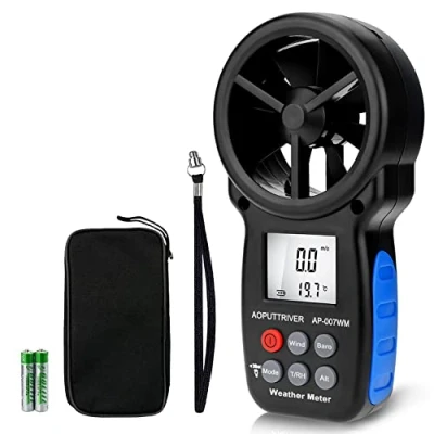 Image de Anémomètre Thermomètre Numérique Portable Digital Vitesse du Vent de Mètre Jauge Portative avec Trépied Test Vent/Température Vent/Point Rosée/Indicateur Baromètre（007 WM）
