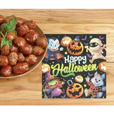 Image de FIESTAS GUIRCA 20 Serviettes de Petits Monstres Jetables (16x16 cm) Décoration Table pour Fêtes d&#039;Halloween Terrifiantes Idéal Événements Effrayants Multicolore