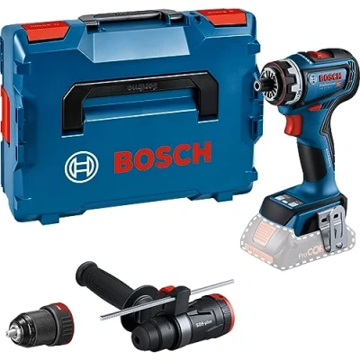 Image de Bosch Professional 18V System perceuse visseuse sans fil GSR 90 FC (FlexiClick System, couple (vissage dur) de 64 Nm, moteur charbon, 2 vitesses, avec GFA 18 M, H, dans L BOXX)