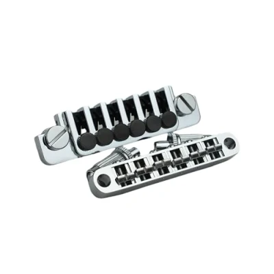 Image de Guyker Guitar Tune O Matic Saddle Bridge BM003 and Vintage Stop Bar Lock TP6 Tailpiece Combo Replacement Compatible with Gibson Les Paul LP SG Style 6 Strings Electric (Chrome)