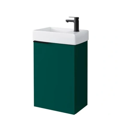 Image de Planetmöbel Lavabo avec meuble bas de 40 cm salle bain et WC Vert forêt