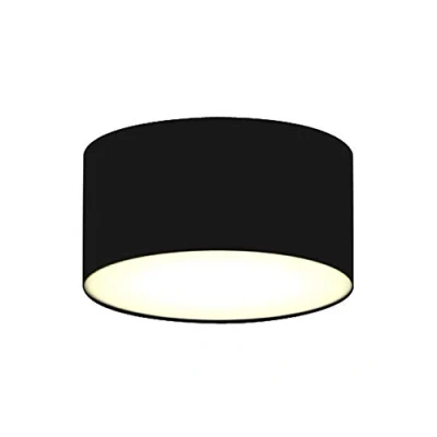 Image de Plafonnier rond élégant avec éclairage LED Abat jour en tissu Lumière chaude à travers l’abat satiné, noir, Ø 20 cm