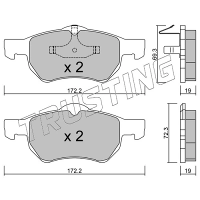 Image de TRUSTING 539.0 Jeu de plaquettes frein contact signal d&#039;usure exclu, non préparé pour indicateur CHRYSLER: VOYAGER 4
