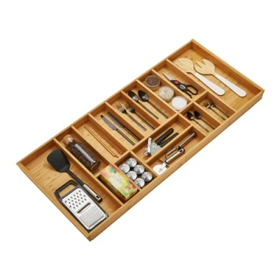 Image de ORGA BOX BAMBOU Range couverts avec 15 compartiments pour tiroirs de cuisine Wellmann et Alno dans l&#039;armoire 120 cm