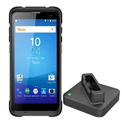 Image de Tera Scanner de Codes à Barres Android 9 PDA Terminal Zebra SE4710 NFC 5,5&quot; HD Écran Tactile Ordinateur Mobile Portable avec Berceau Chargement BT 4G WiFi GPS 1D 2D QR Entrepôt Inventaire P166