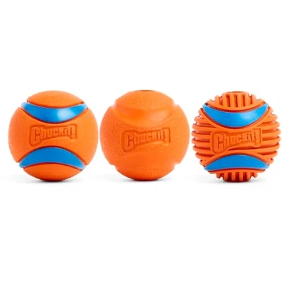 Image de Chuckit! Fetch Medley 3 Medium Balles pour Chien à Poursuivre Ultra Ball Polyvalente Rugged Robuste Grand Classique Taille Diamètre de 6 cm