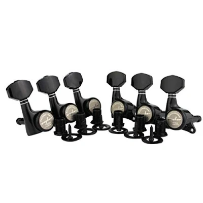 Image de Guyker 6Pcs Guitar Locking Tuners (6 Right Handed) 1:18 Ratio Lock String Tuning Key Pegs Machine Heads with Hexagonal Handle Replacement for LP SG Style Electric, Folk or Acoustic Guitars Black