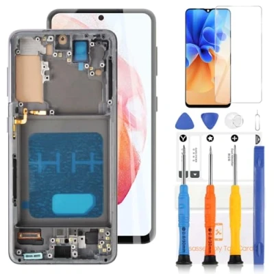 Image de Écran LCD TFT pour Samsung Galaxy S21 5G Remplacement de l&#039;écran SM G990 G991 G991B G991U Tactile Digitizer Assemblée avec Outils(Argent cadre)