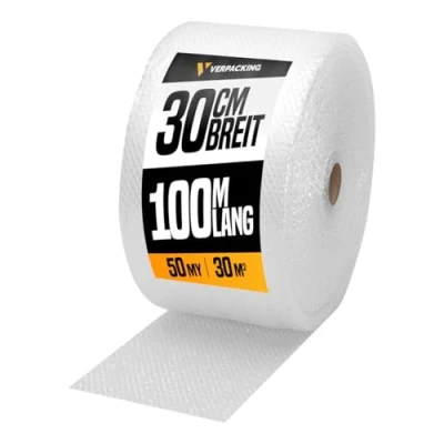 Image de verpacking rouleau papier bulle 100 m de long épaisseur et largeur au choix, a rembourrage colis matériaux d emballage pour cartons (1 30 cm x m, 50 my)