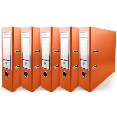 Image de Netuno 5x classeur à anneaux orange A4 mécanisme 2 8cm plastique d&#039;école pour documents de format levier bureau maison