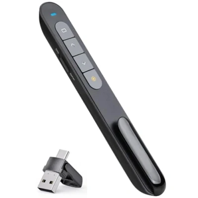 Image de 2 in 1 USB Type C Telecommande Ordinateur Powerpoint, 2.4GHz Presentation Cliqueur Zapette Powerpoint Pointeur Slide Présentateur Sans Fil pour PC Portable