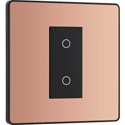 Image de BG Electrical PCDCPTDS1B Variateur d&#039;intensité secondaire/esclave à touche unique, 2 voies, plaque avant sans vis, Evolve, cuivre poli