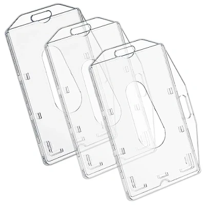 Image de vgggrd 3 Pcs Porte Badge Transparent, Cartes en PC Plastique dur, Vertical et Horizontal, pour Clé De Proximité, Carte Crédit, Nominatif D&#039;identité