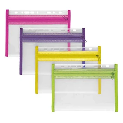 Image de VELOFLEX 4350000 pochette porte documents avec fermeture éclair, 4 pièces, DIN A5, classable, jaune, vert, rose, violet, VELOBAG XXS, à éclair
